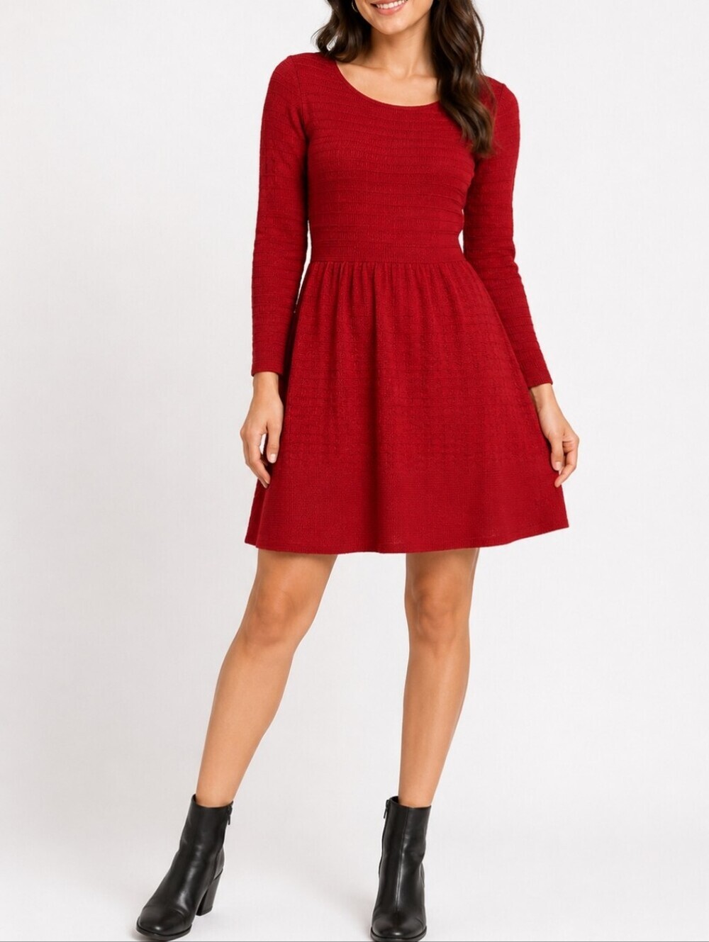 Jessica Simpson ~Woman Size L~ Red Textured Chili Pepper Sweater LS Dress NWT$79
